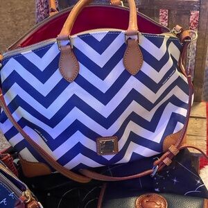 Dooney & Bourke blue and white chevron print purse. A reposh